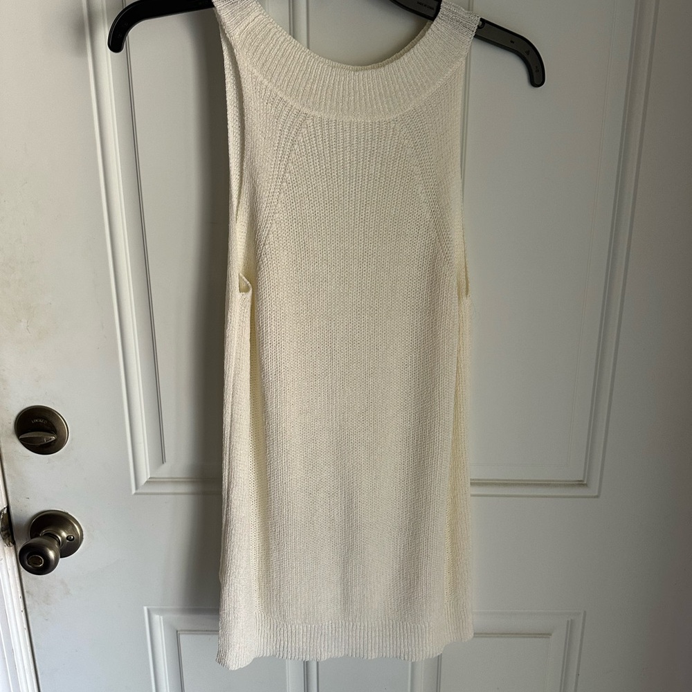 Sleeveless Cream Knit Top